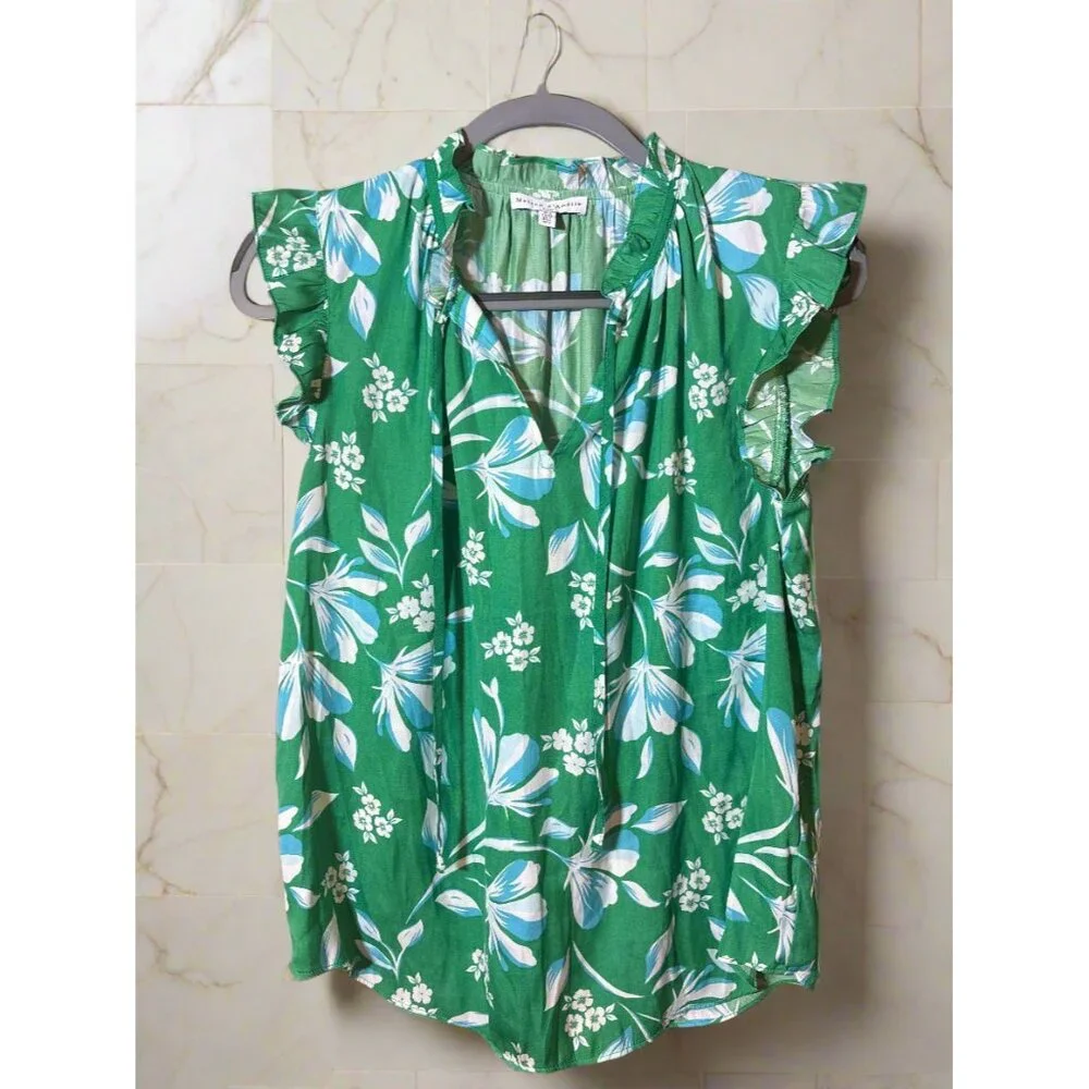 Maison d’Amelie‎ Floral Ruffle Sleeve Blouse - Picture 1 of 3
